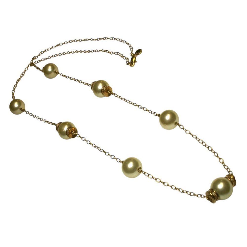 J. Crew 30” Gold, Rhinestone and Pearl Necklace 2274 - Picture 4 of 9